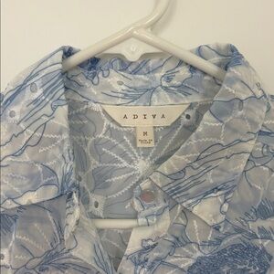 Adiva Long Light Blue Floral Blouse